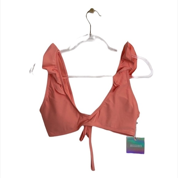 Missguided Womens NWT Mix & Match Swimsuit Bikini Top Size US 8 Frill Peach - Picture 4 of 9